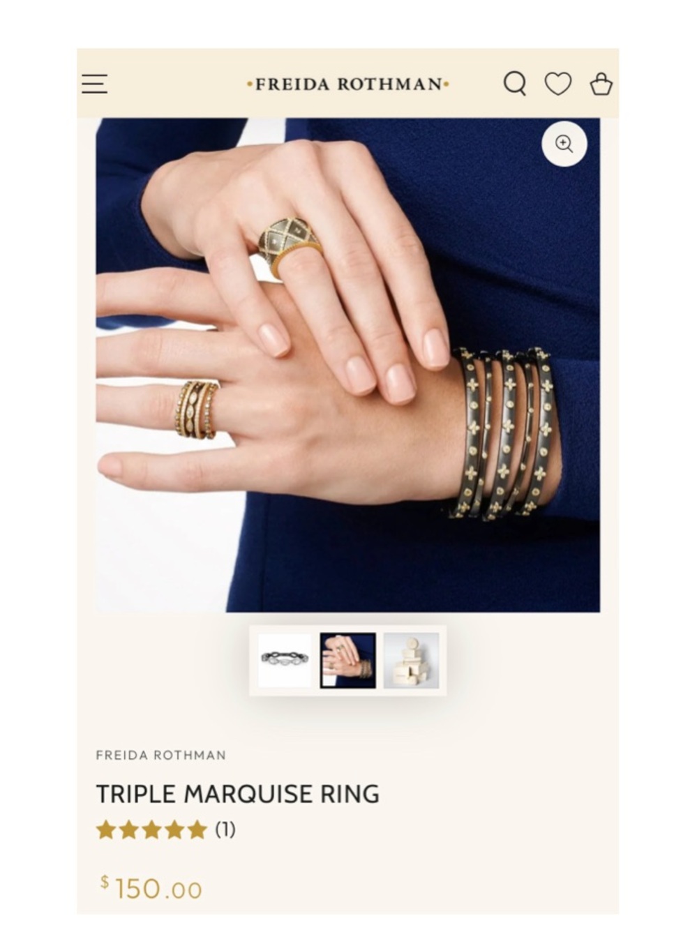 Freida Rothman TRIPLE MARQUISE RING in Silver Rhodium - Picture 14 of 16